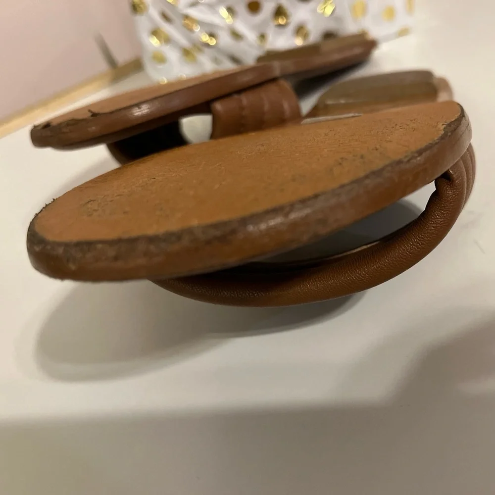 J. Crew Brown Sorrento Padded Leather Sandals Slides - Size 5 - Picture 9 of 11